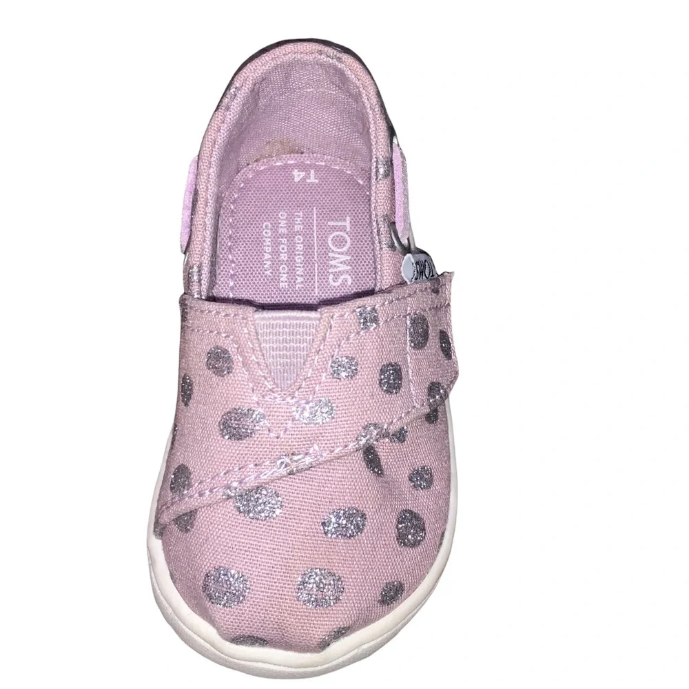 Toms Bimini Infant Lilac Slip-On Shoes with Metallic Polka Dots